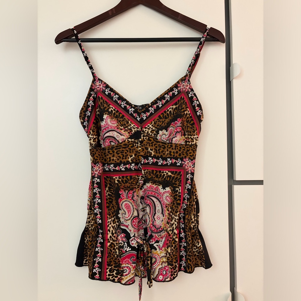 Morgan de Toi Leopard & Pink Paisley Print Bodysuit